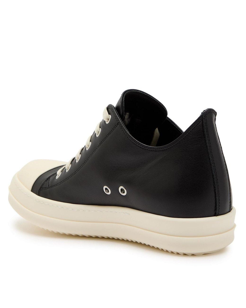 Rick Owens Black Leather Low-Top Casual Shoes for men