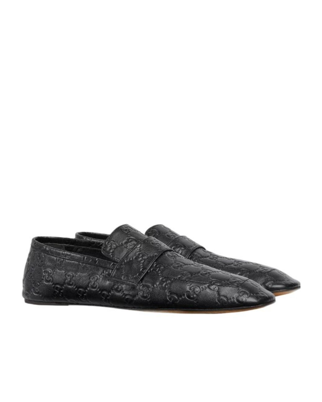 Gucci Black Ragazzo Logo Embossed Loafers for men
