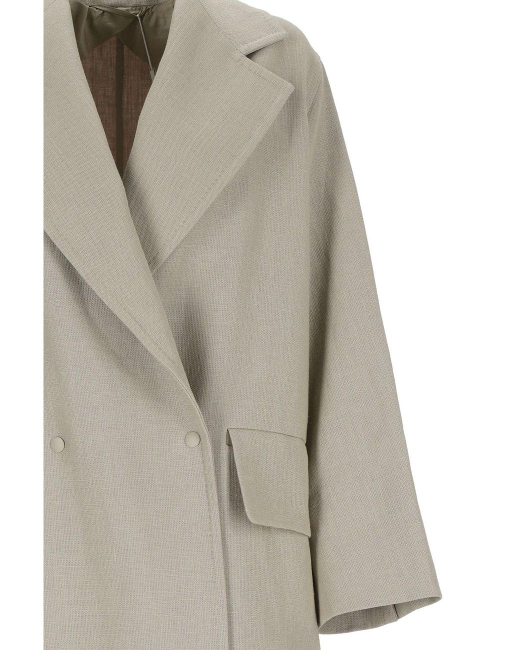 Max Mara White Double-Breasted Long-Sleeved Coat