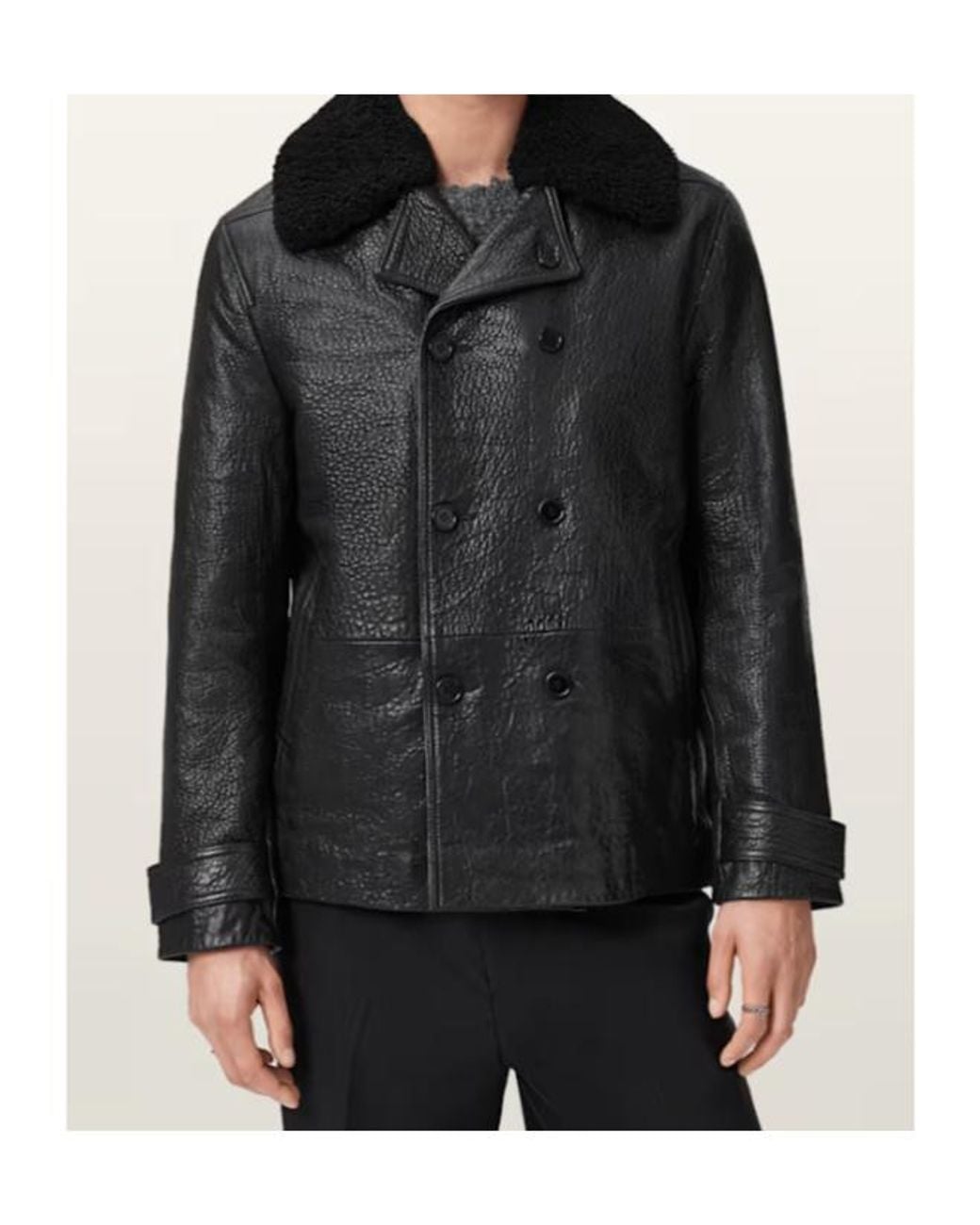 AllSaints Black Hamlet Leather Jacket for men