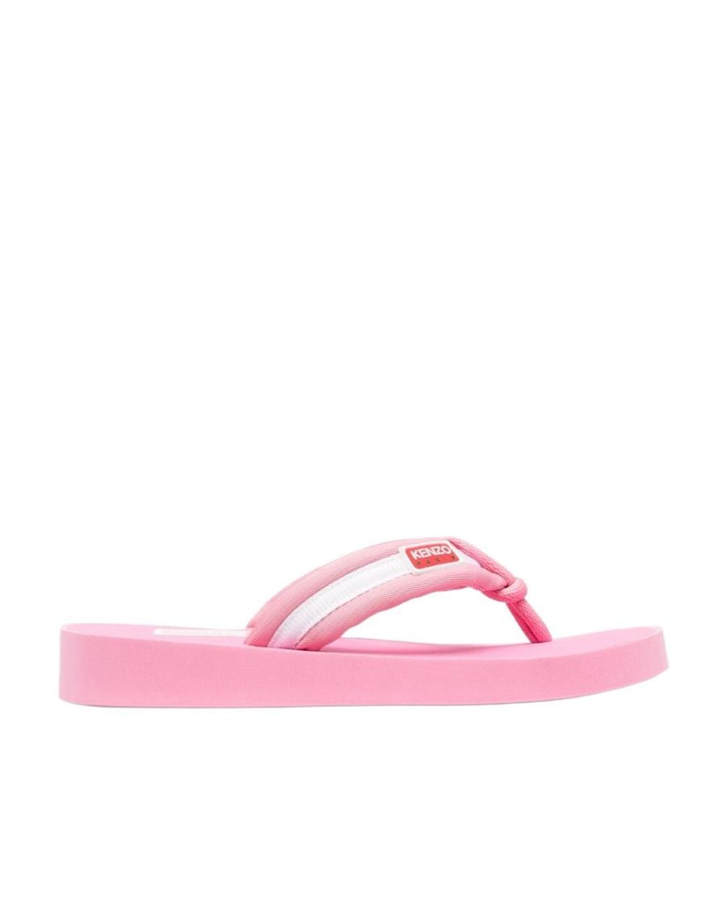 KENZO Pink Logo-Patch Striped Slip-On Flip Flops