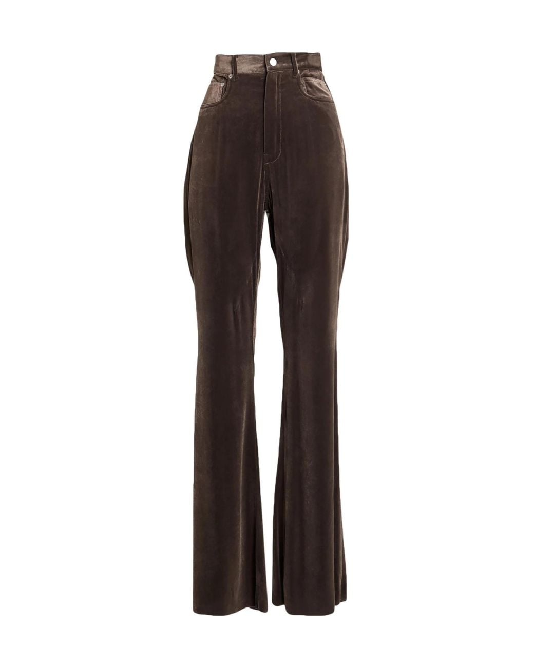 Rick Owens Brown Solid-Colored Corduroy Wide-Leg Pants