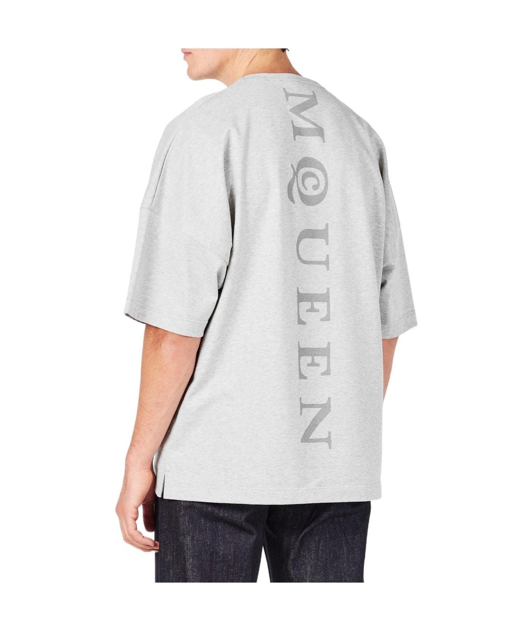 McQueen White Heathergrey Crewneck Shortsleeve Tee for men