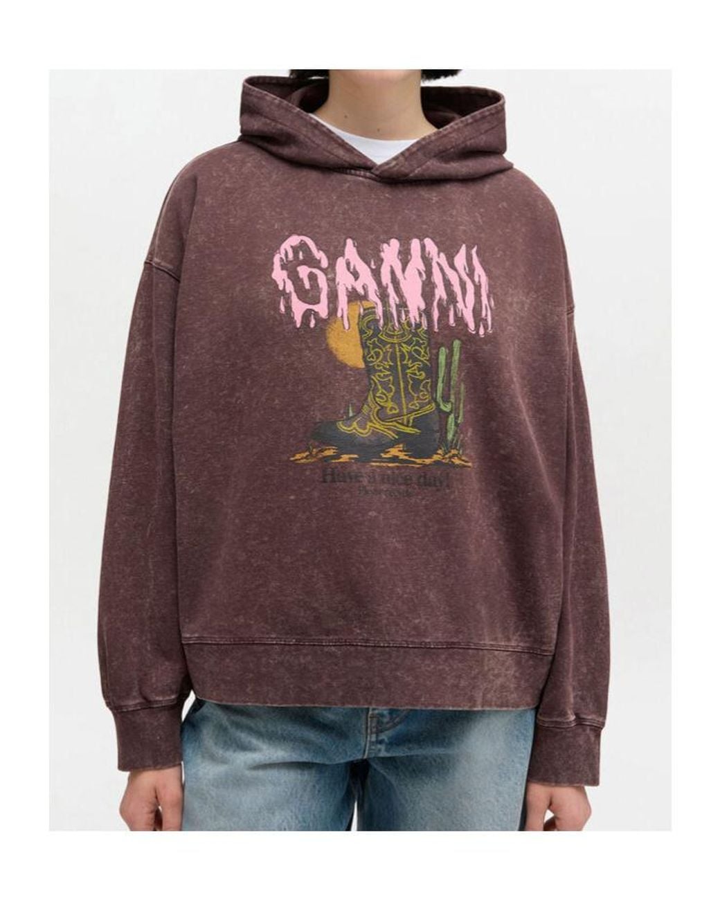 Ganni Brown Vintage Wash Hoodie