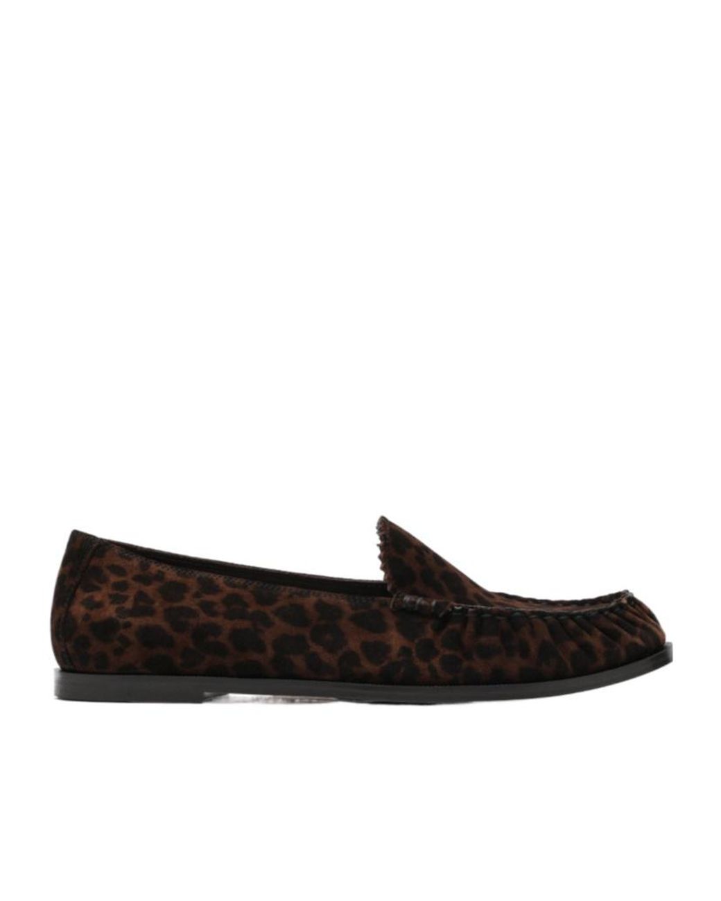 Aquazzura Black Leopard-Print Suede Loafers