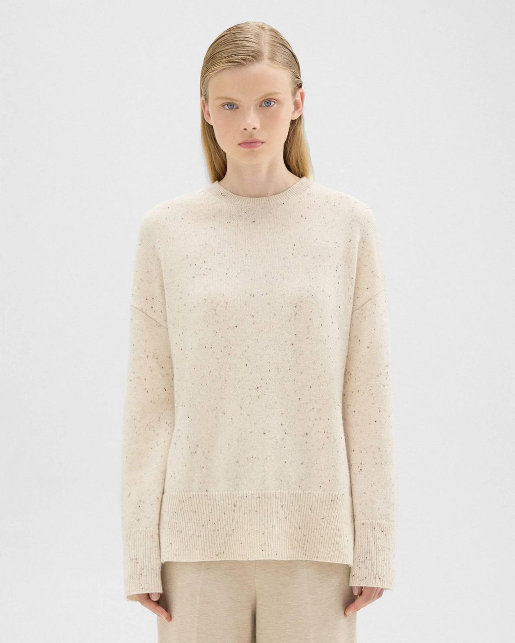 Theory White Karenia Mélange-Effect Jumper