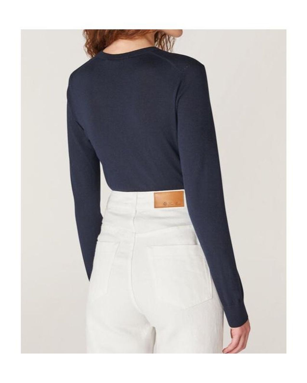 Loro Piana Blue V-Neck Long-Sleeved Top