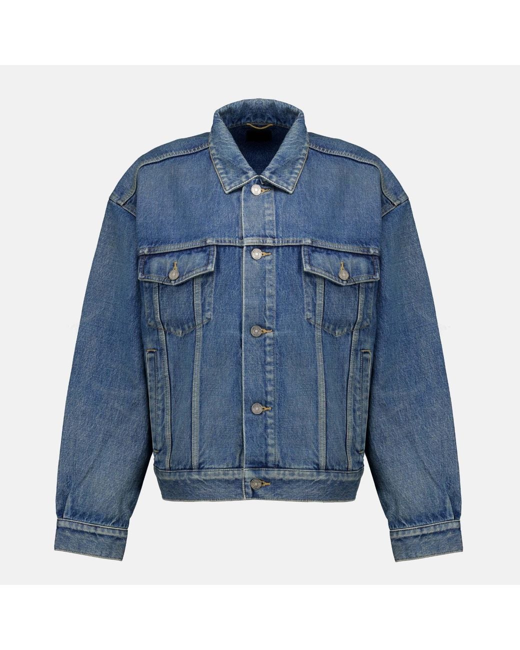 Saint Laurent Blue Button-Up Long-Sleeved Denim Jacket