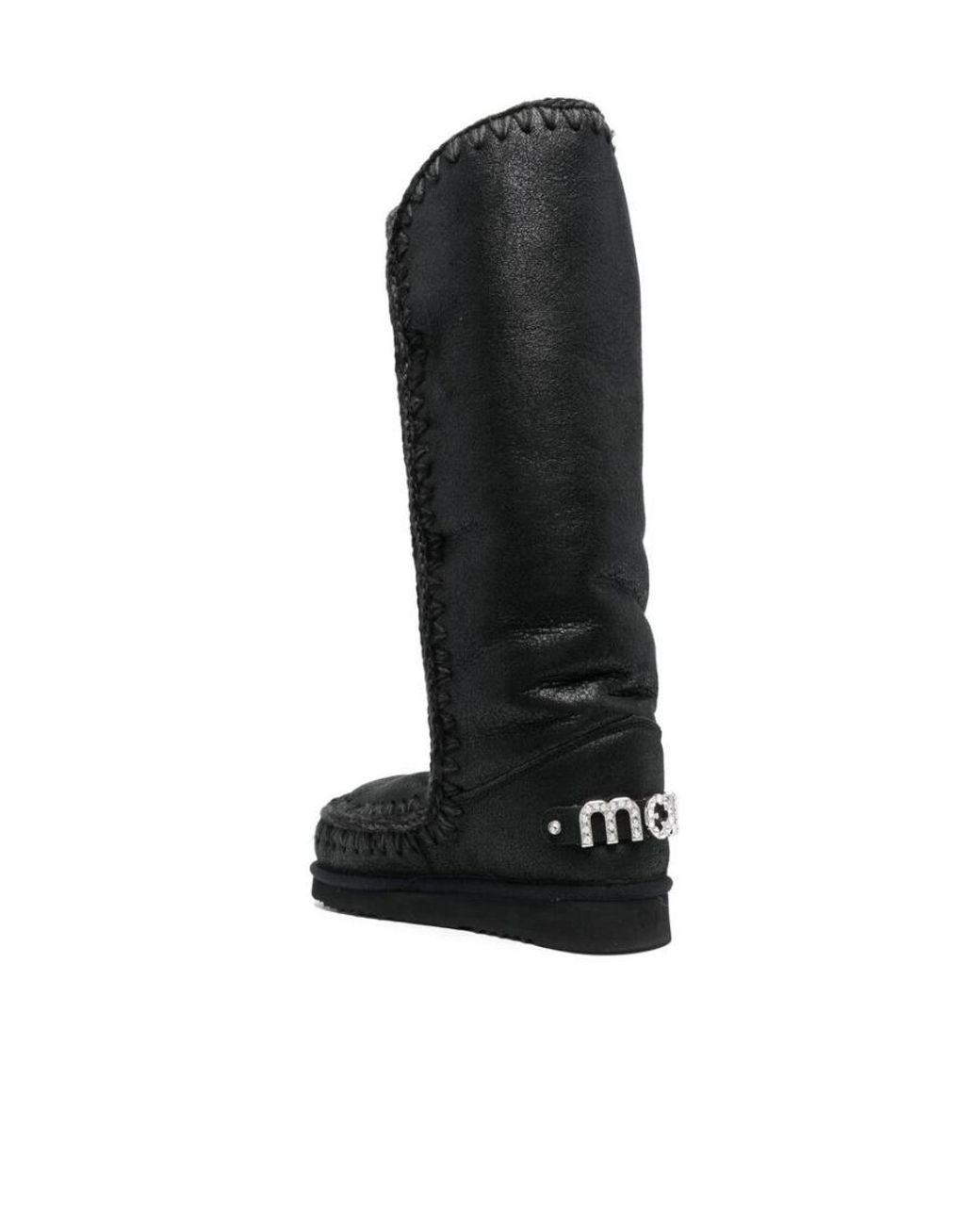 Mou Black Eskimo 40 Rhinestone-Logo Boots