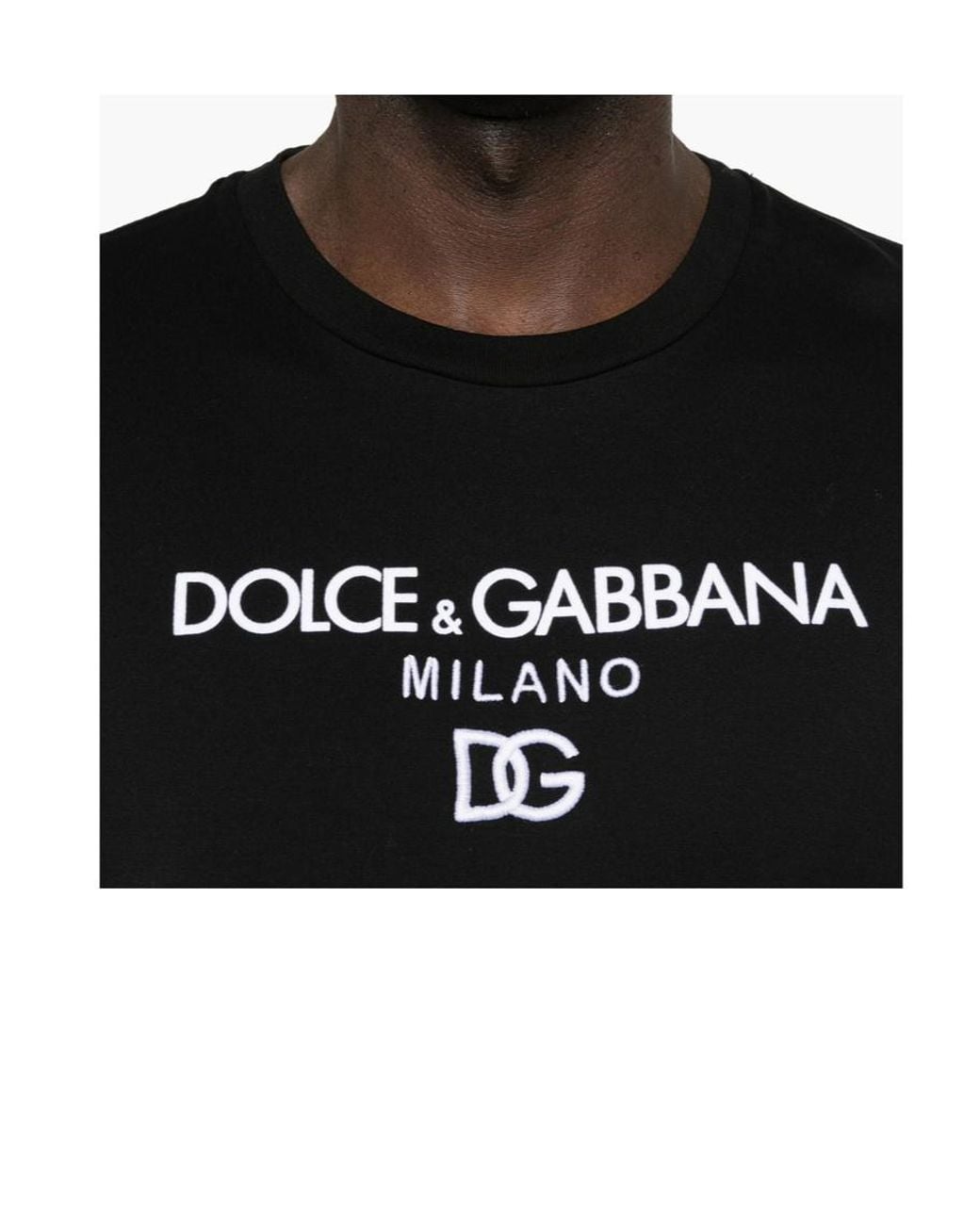 Dolce & Gabbana Black Logo Embroidered T-Shirt for men