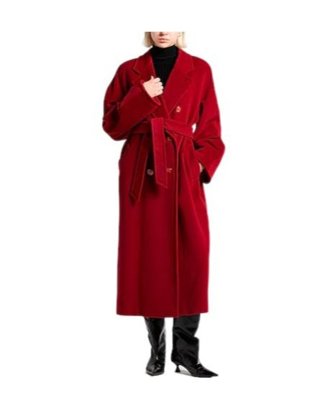 Max Mara Red Belted Long Coat