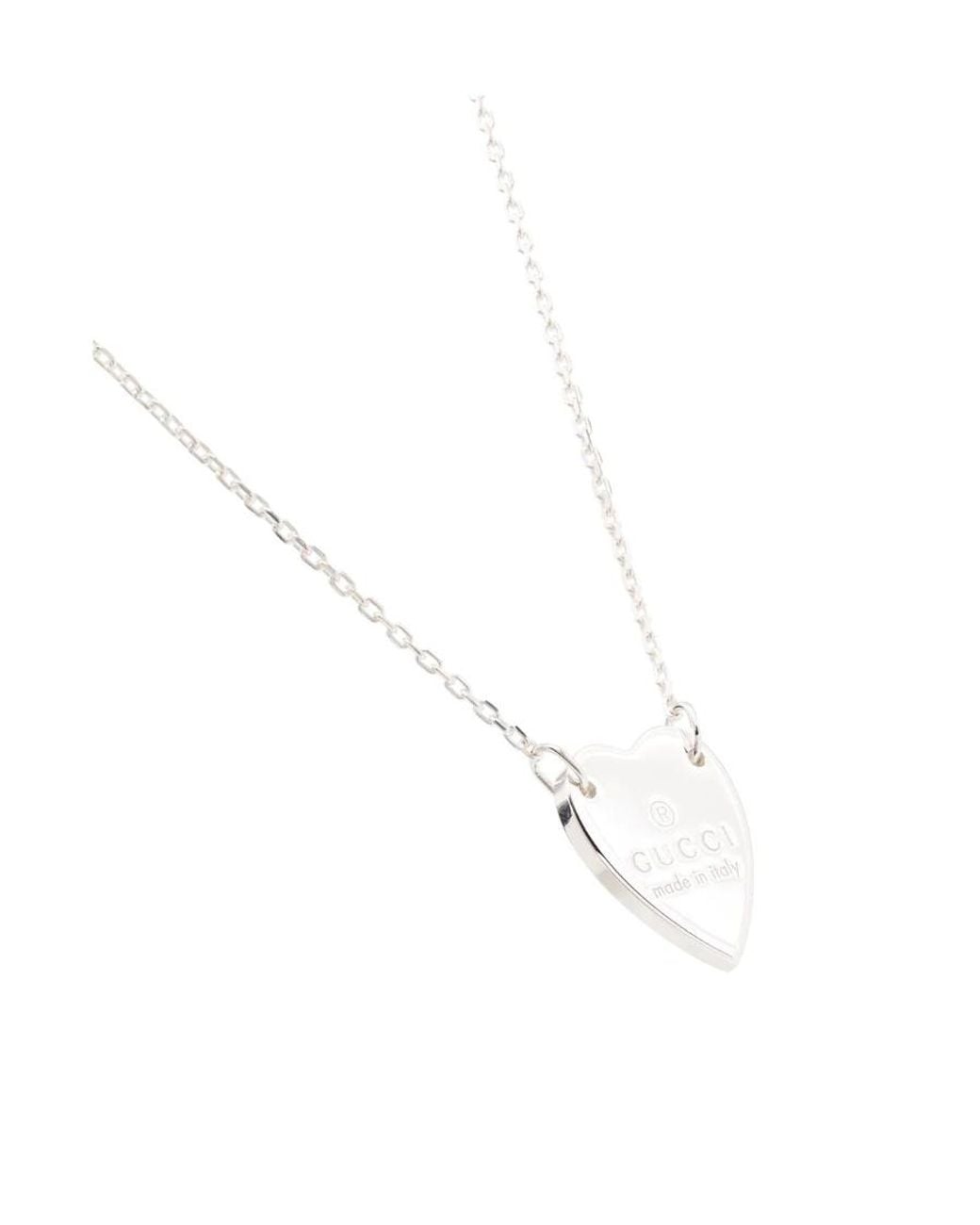 Gucci White Trademark Necklace With Heart Pendant for men