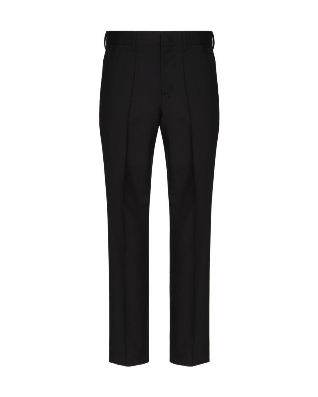 Valentino Black Pleated Straight Leg Trousers for men