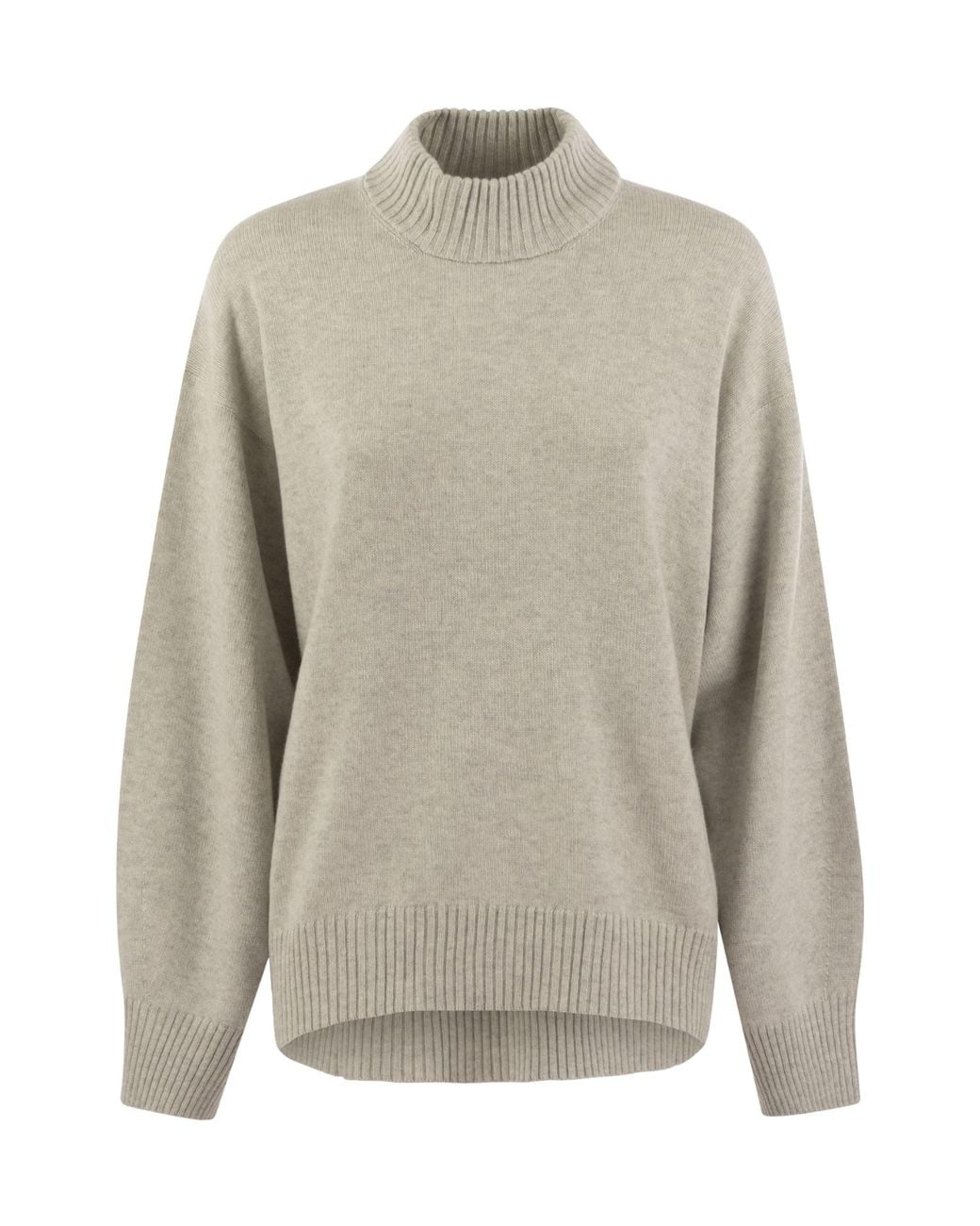 Brunello Cucinelli Gray Turtleneck Knitted Jumper