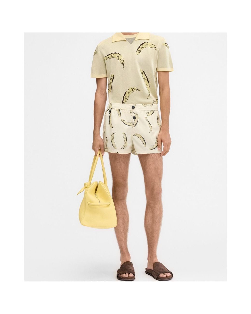 Jacquemus Natural Banana Printed Deck Shorts for men