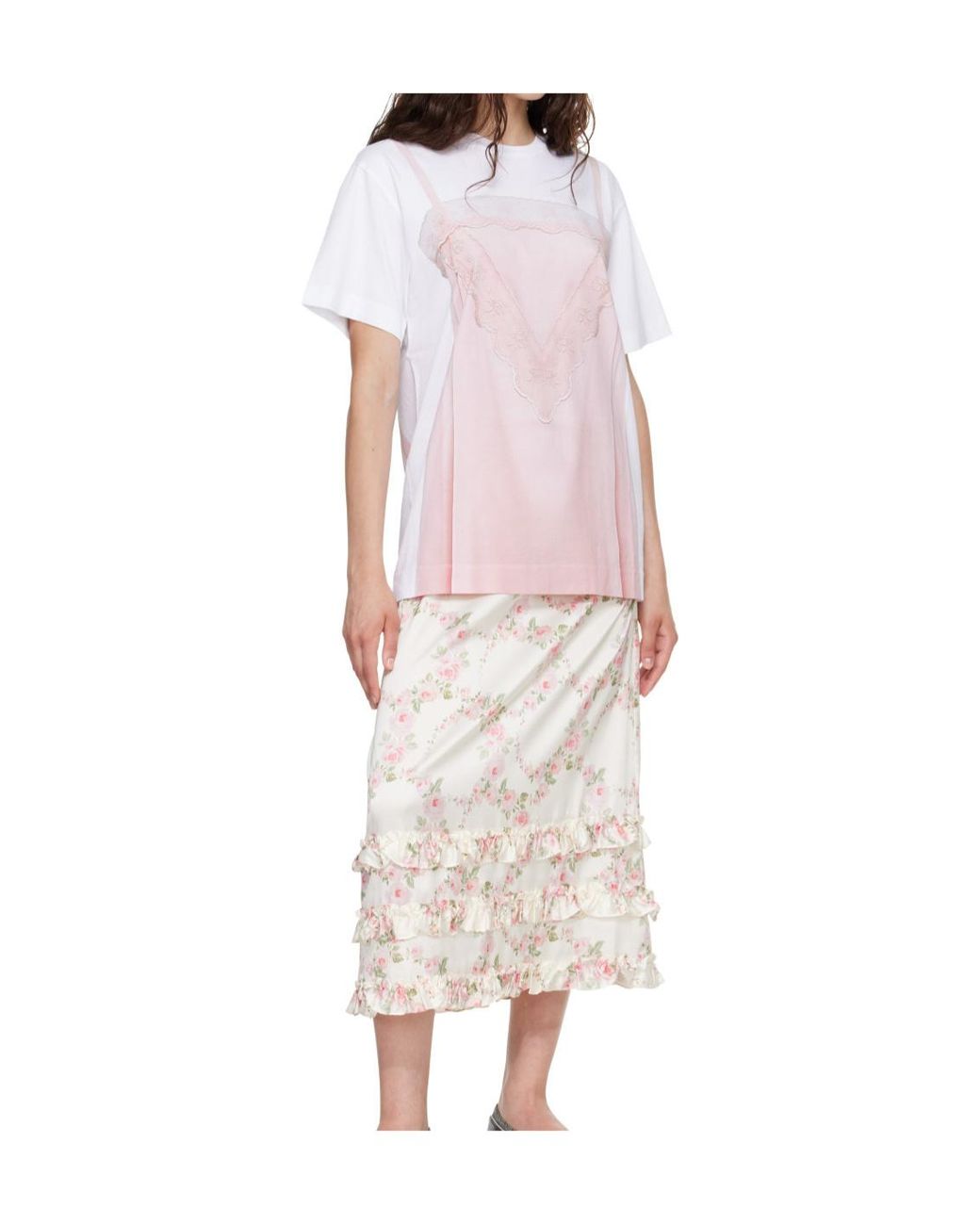 Simone Rocha Pink Trompe L'Oeil Print T-Shirt