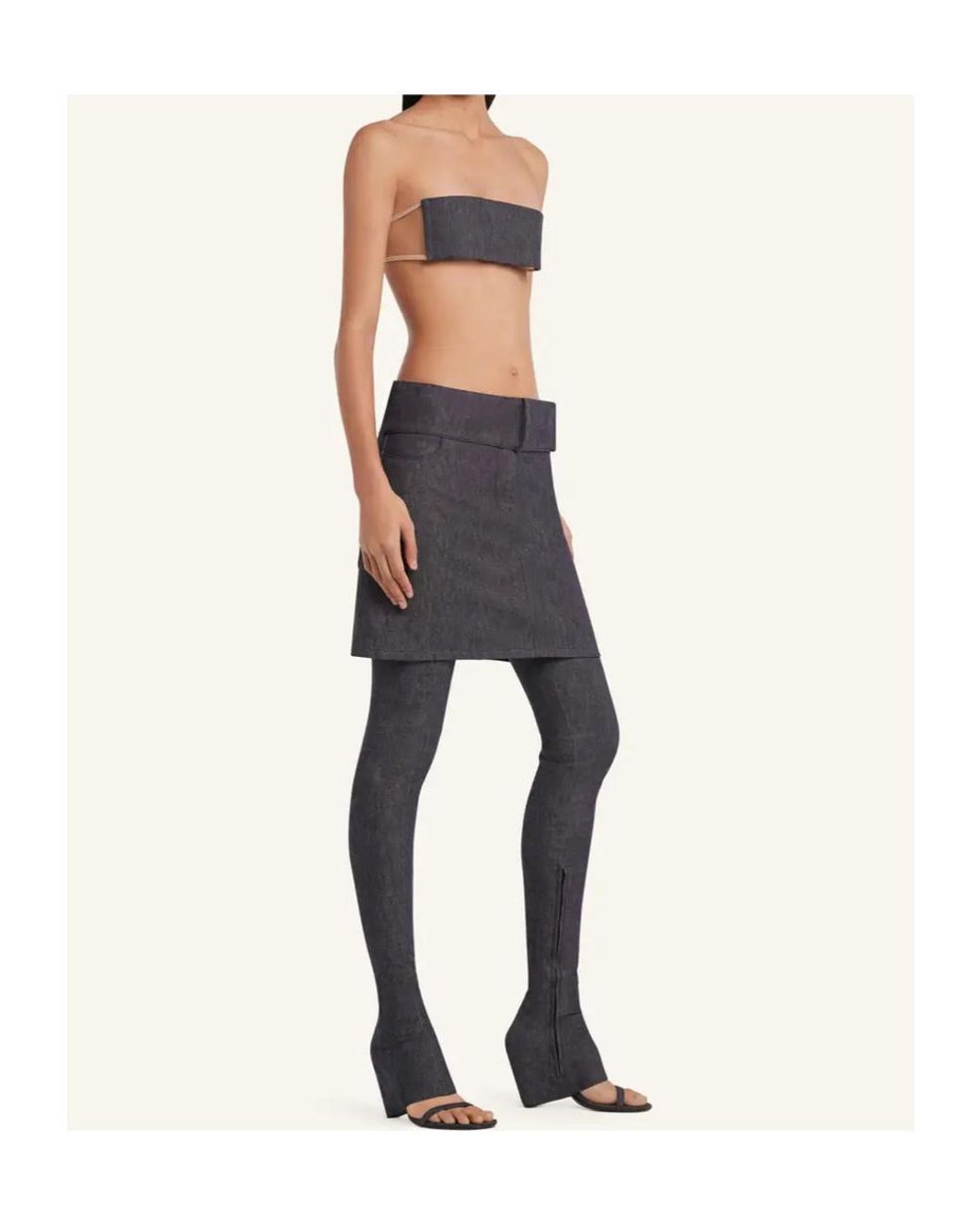 Courreges Black Courrèges Belted Denim Mini Skirt