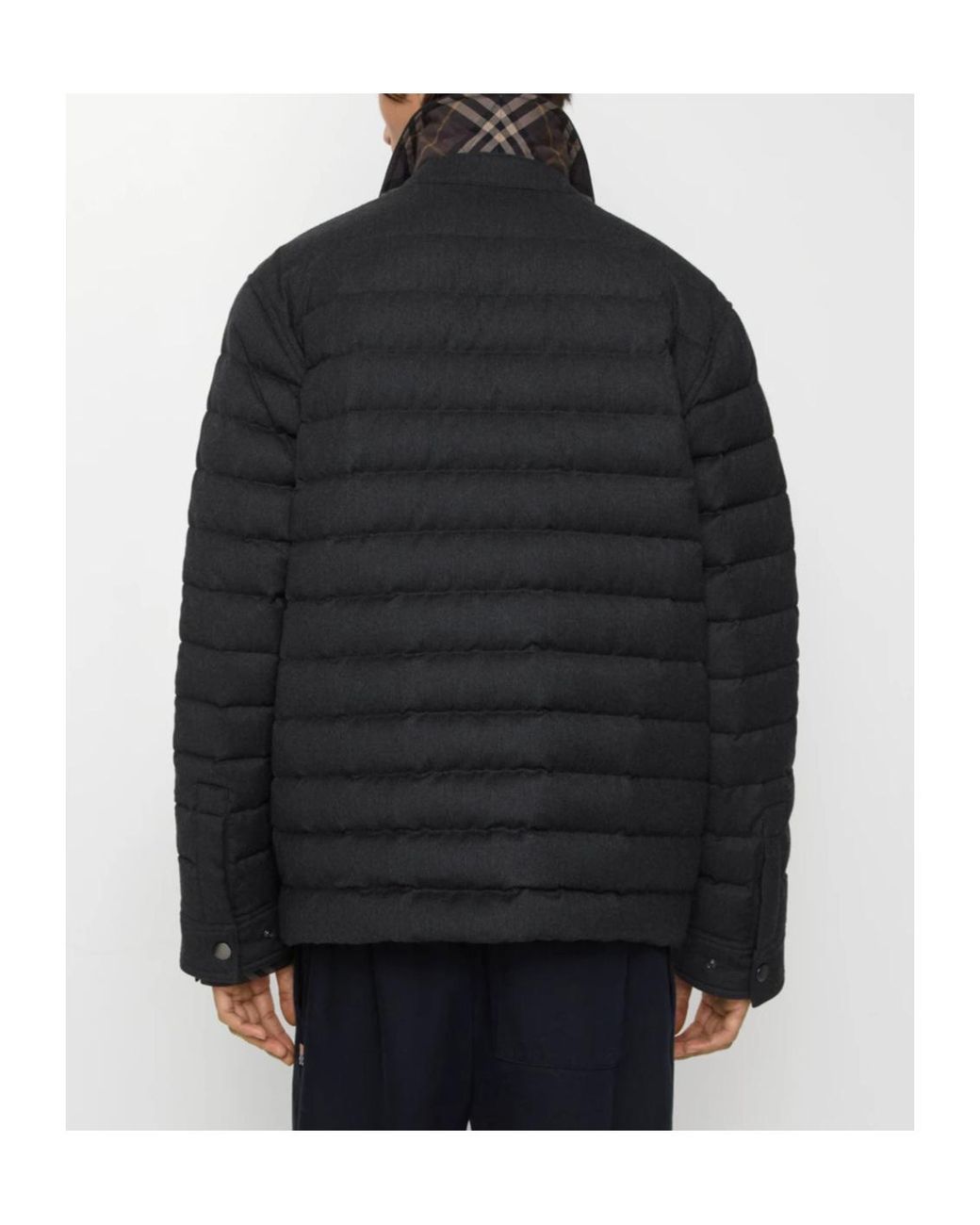 Burberry Black Wool Flannel Padded Overshirt for men