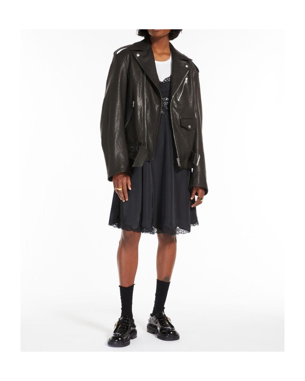 Sportmax Black Logo Leather Jacket