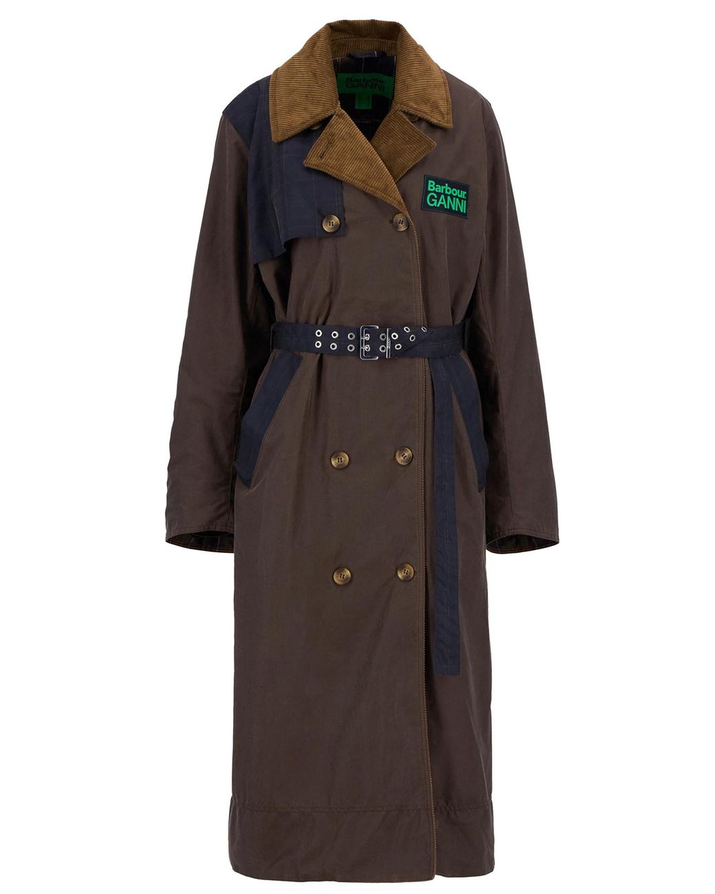 Barbour Brown X Ganni Waxed Trench Coat