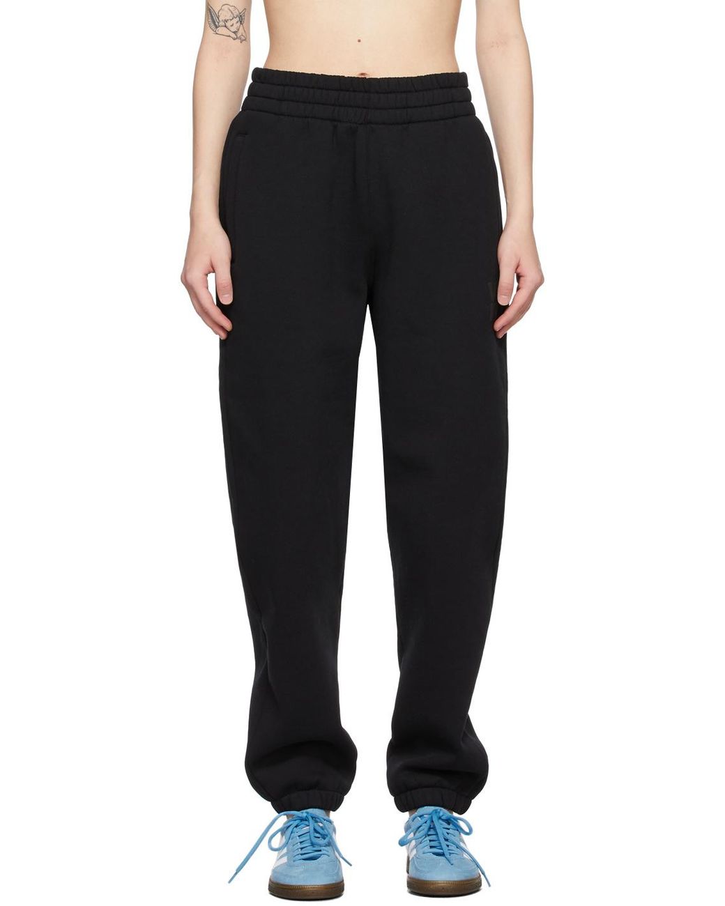 T By Alexander Wang Black Alexander Wang Logo Printed Elasticated Waist Pants