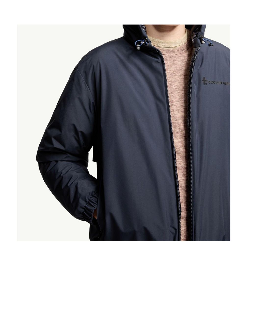 Moncler Blue Grenoble Logo Patch Reversible Jacket for men
