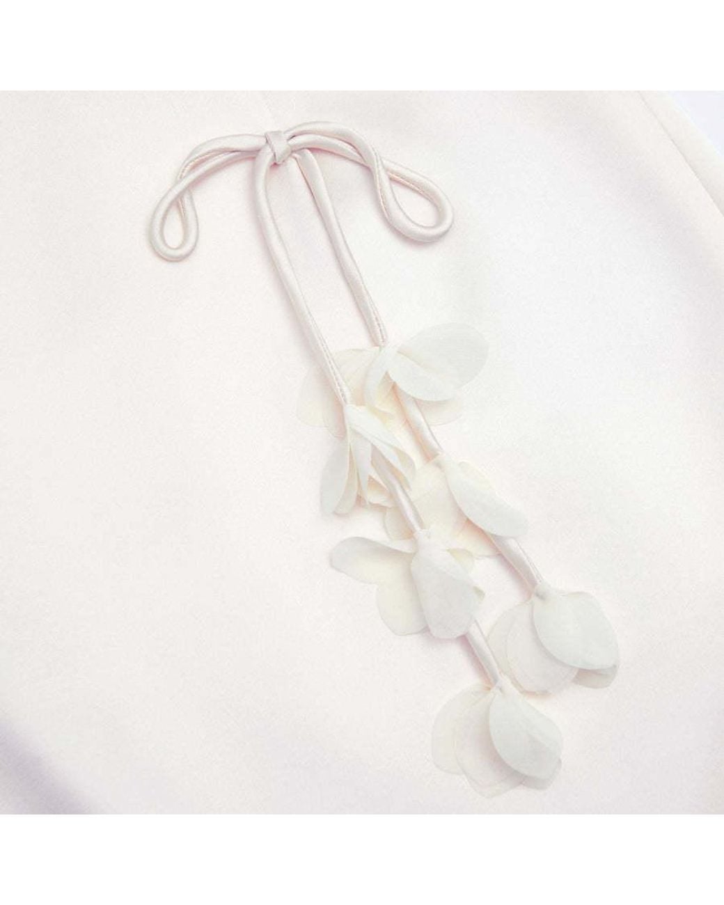 Self-Portrait White 3D Flower Satin Midi Skirt