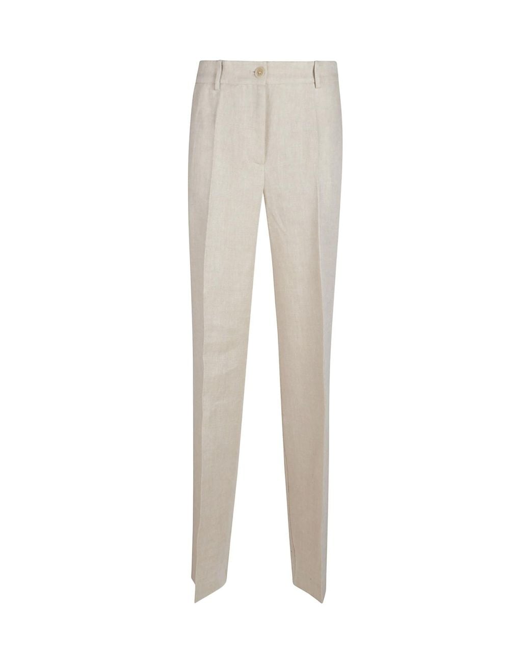 P.A.R.O.S.H. White Betulla Pleated Straight-Leg Pants
