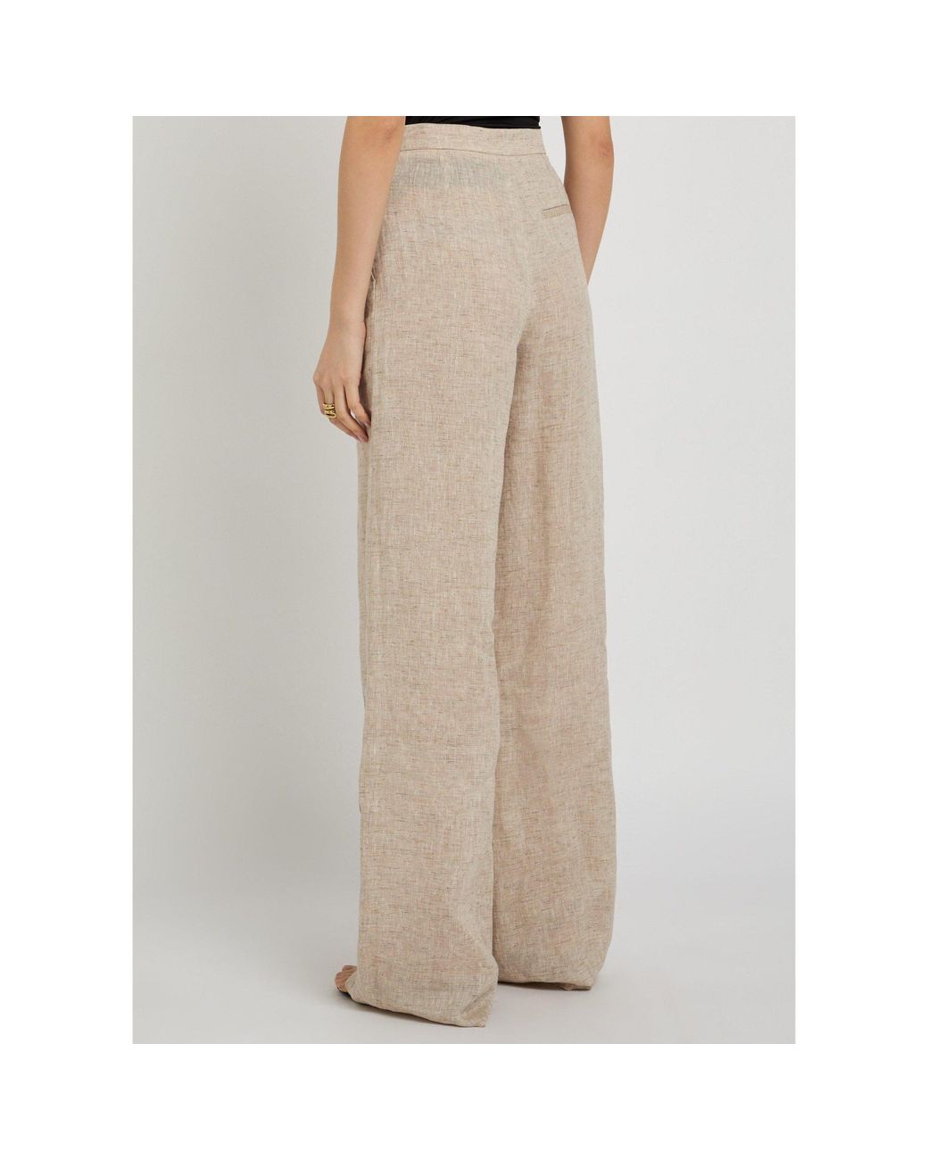 Emporio Armani Natural Linen-Blend Trousers