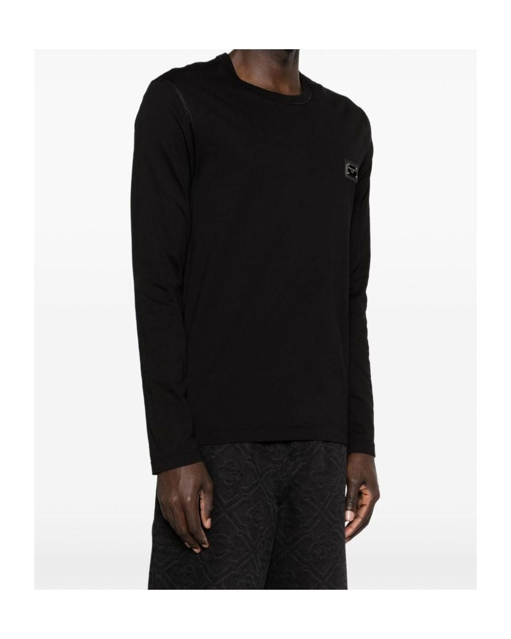 Dolce & Gabbana Black Logo-Patch Long-Sleeve T-Shirt for men