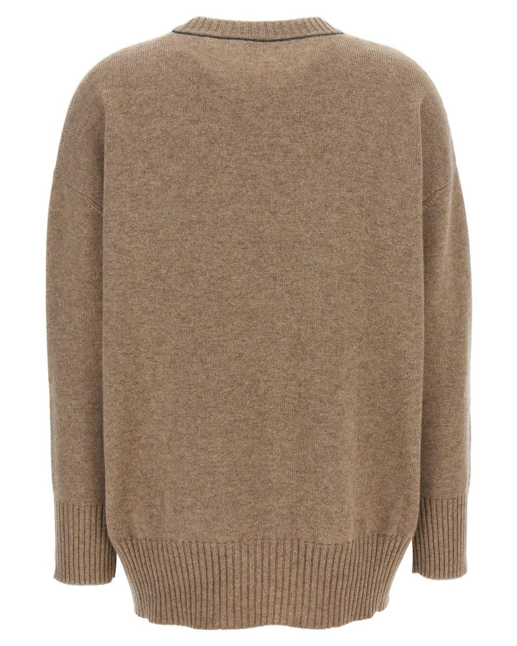 Brunello Cucinelli Natural Crewneck Knitted Jumper
