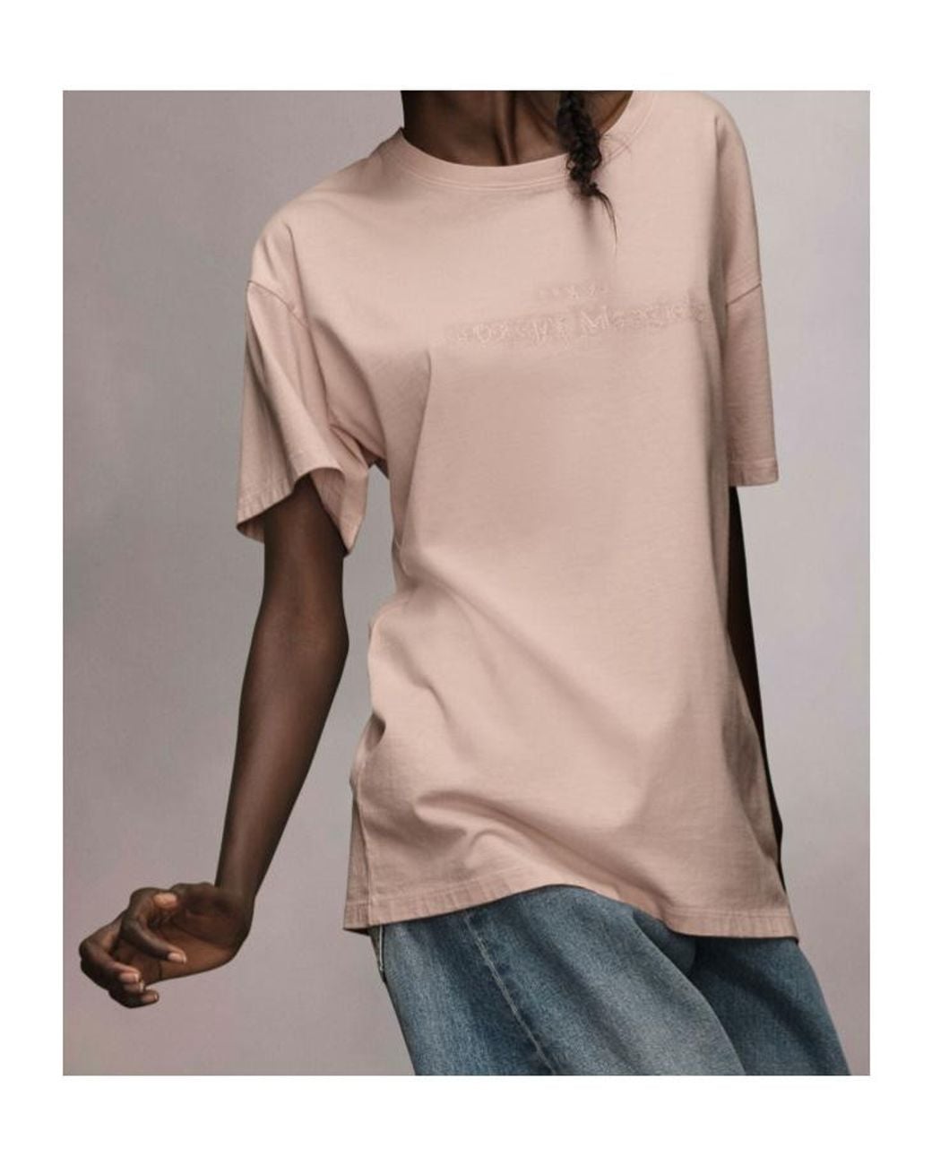 Maison Margiela Pink Logo-Embroidered Crewneck T-Shirt