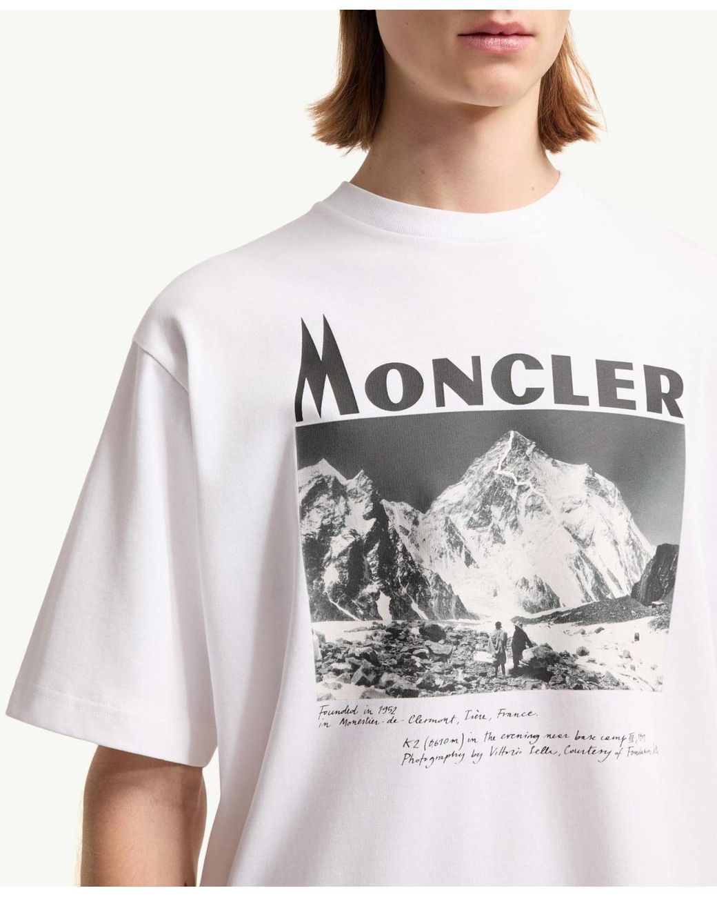 Moncler White K2 Print Short Sleeve Cotton Jersey T-Shirt for men