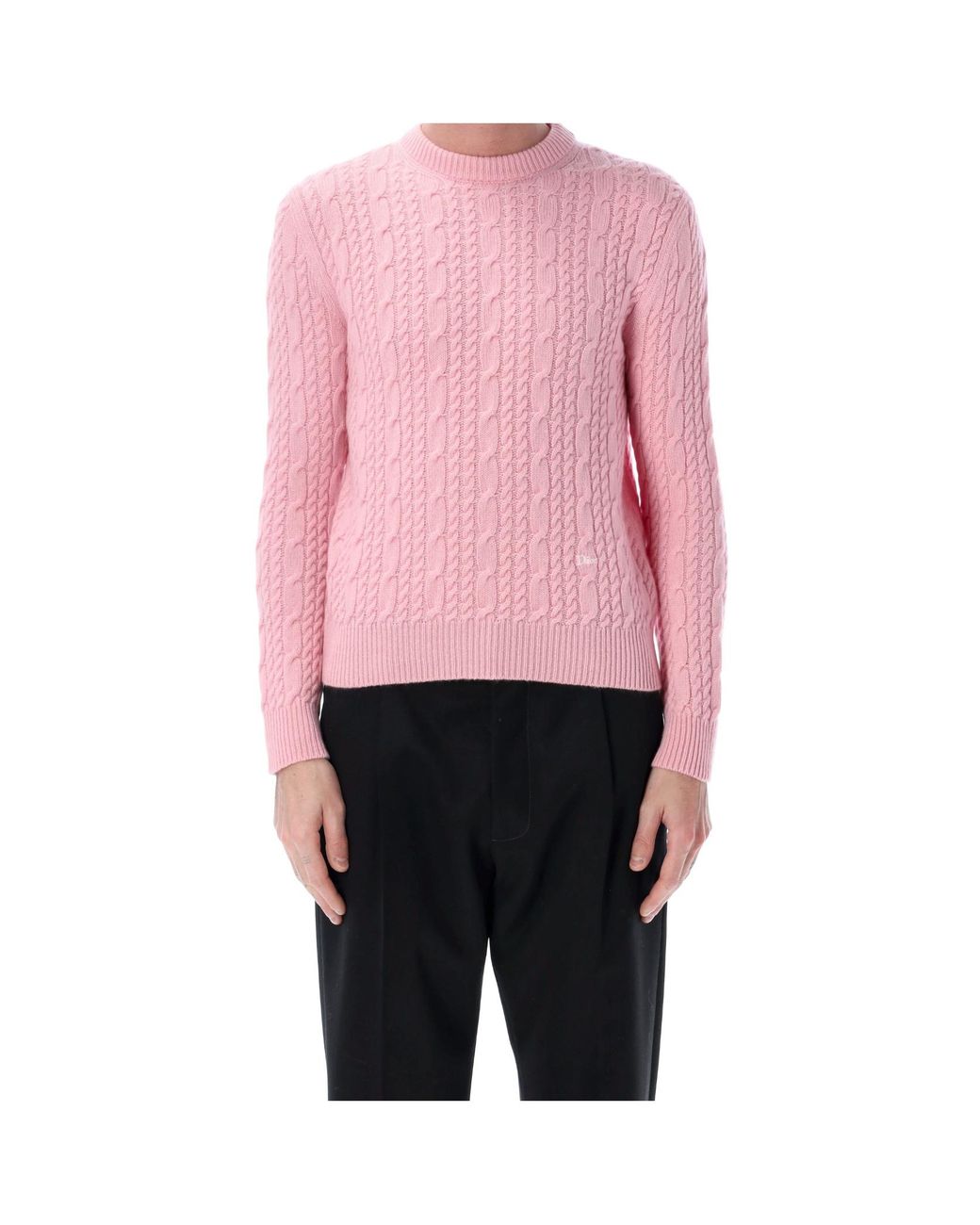 Dior Pink Cable-Knit Sweater for men