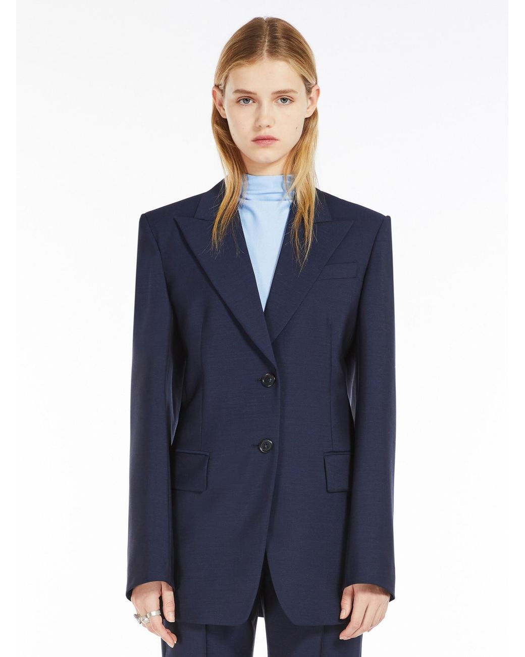 Sportmax Blue Single-Breasted Long-Sleeved Jacket