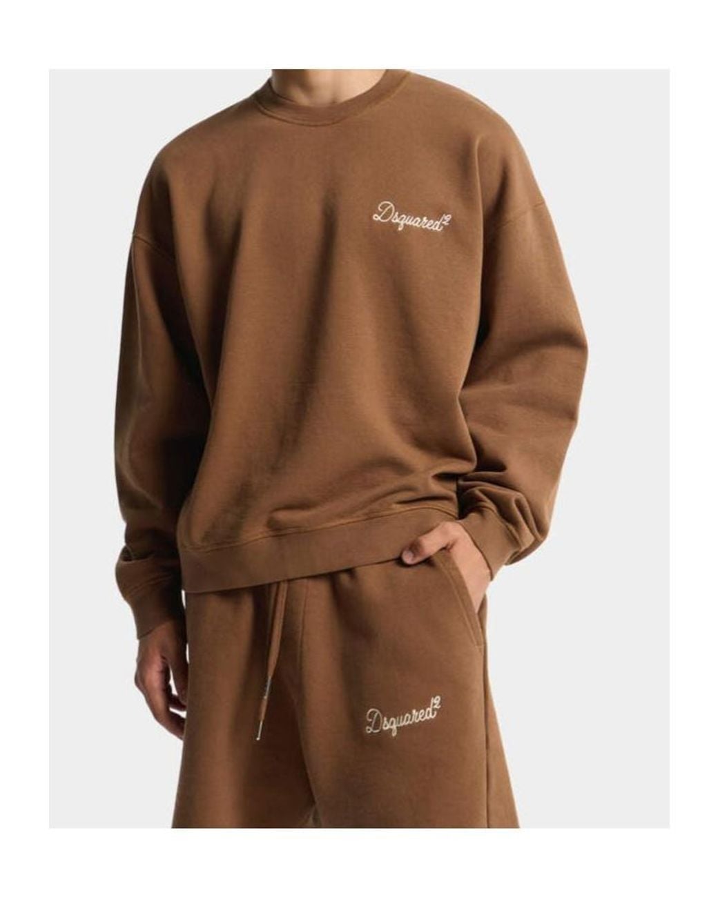 DSquared² Brown Logo Sweatshirt Cotton for men