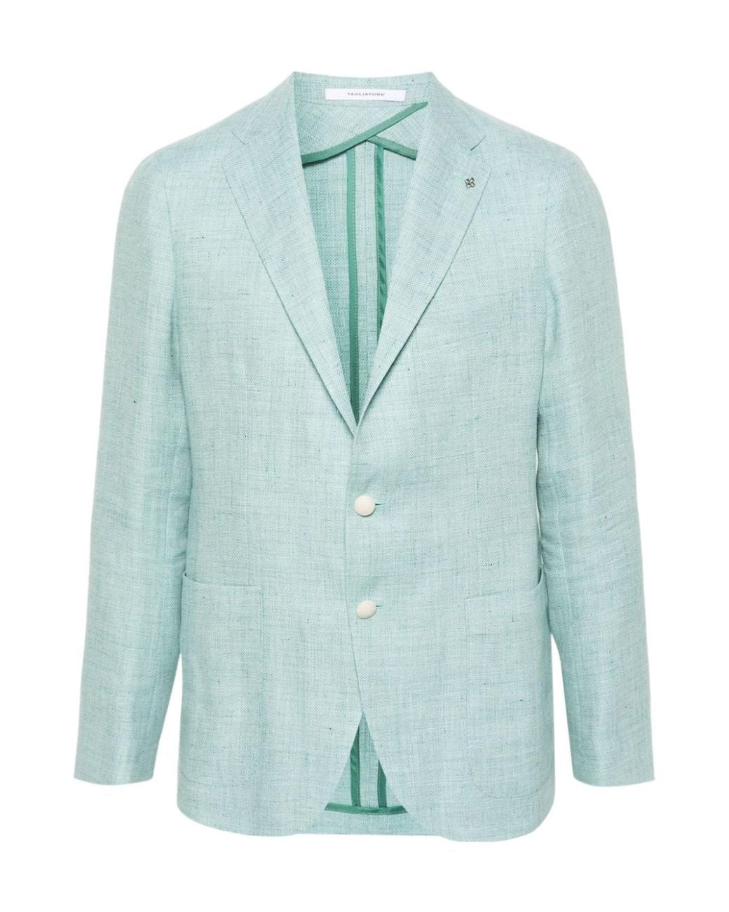Tagliatore Blue Notched-Lapels Single-Breasted Blazer for men