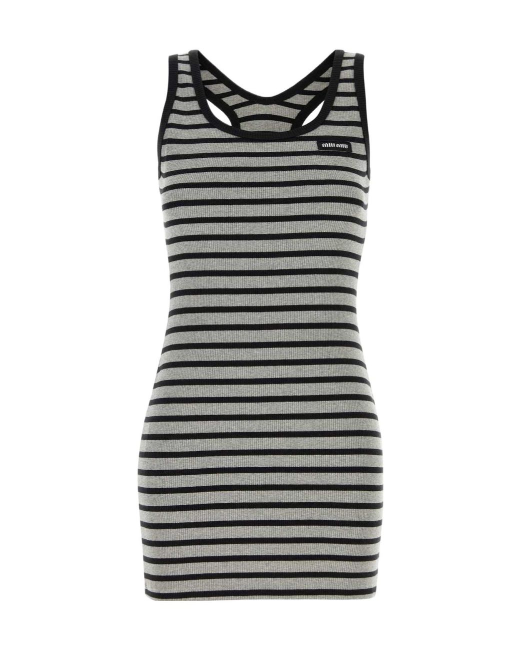 Miu Miu Black Striped Sleeveless Dress