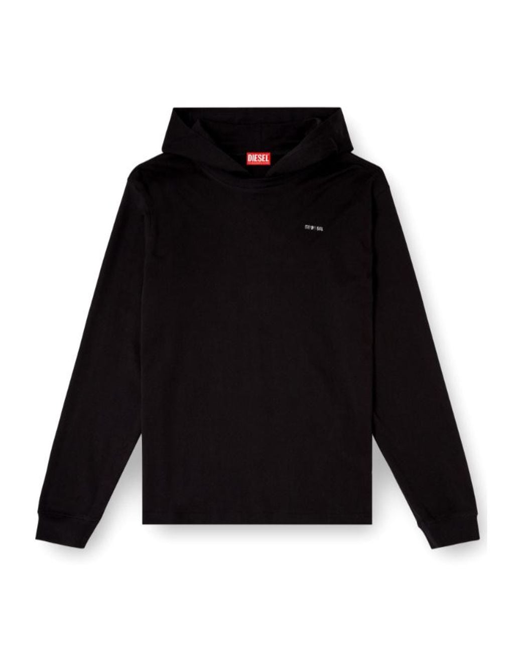 DIESEL Black T-Bill Logo Lettering Hoodie for men