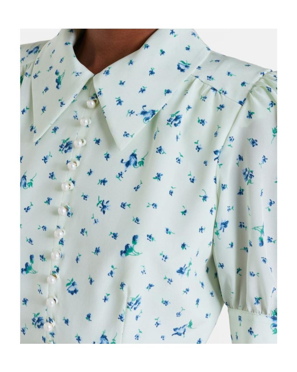 Alessandra Rich White Floral Pattern Silk Midi Dress