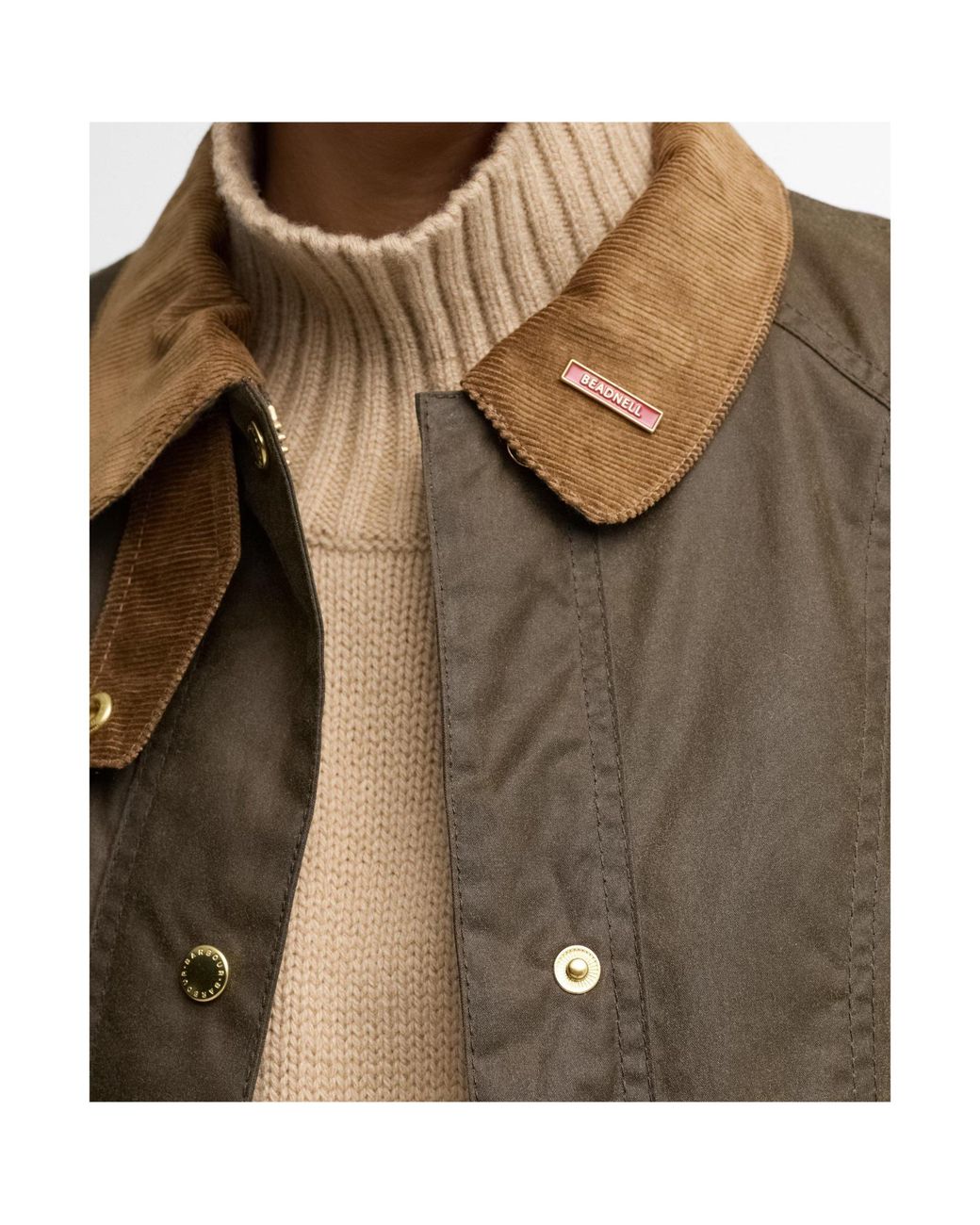 Barbour Green Cord Collar Waxed Jacket
