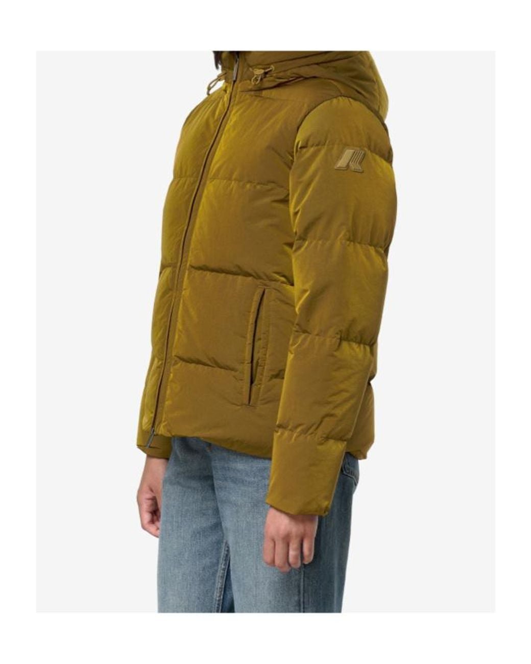 K-Way Green Quilted Hooded Short Down Jacket