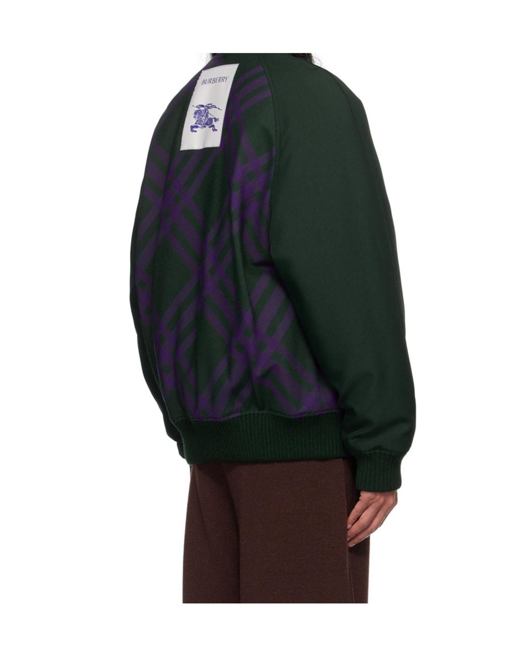 Burberry Green Checked Zipped Reversible Bomber Jacket for men