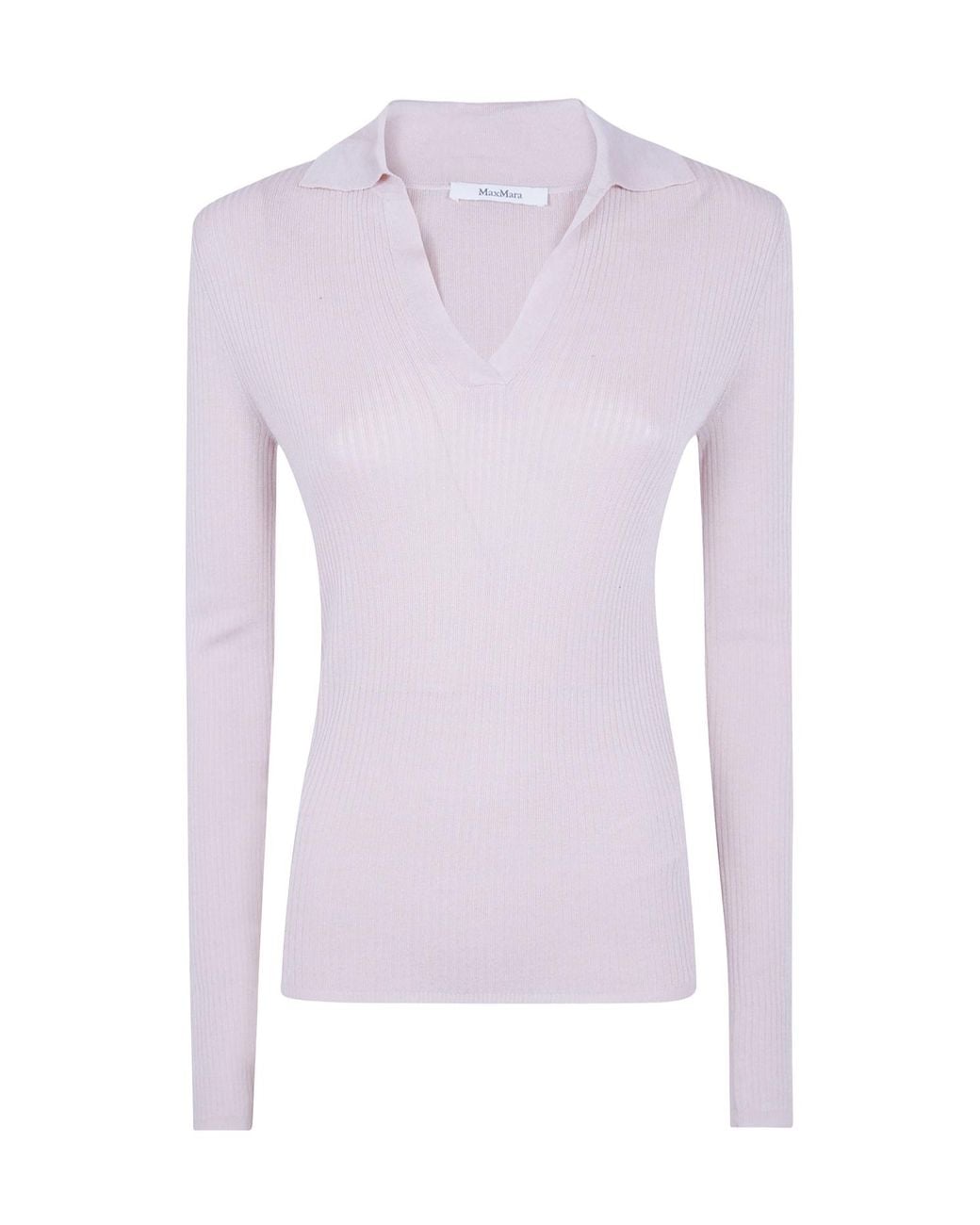 Max Mara Purple Gergo Ribbed Polo Knitted Top