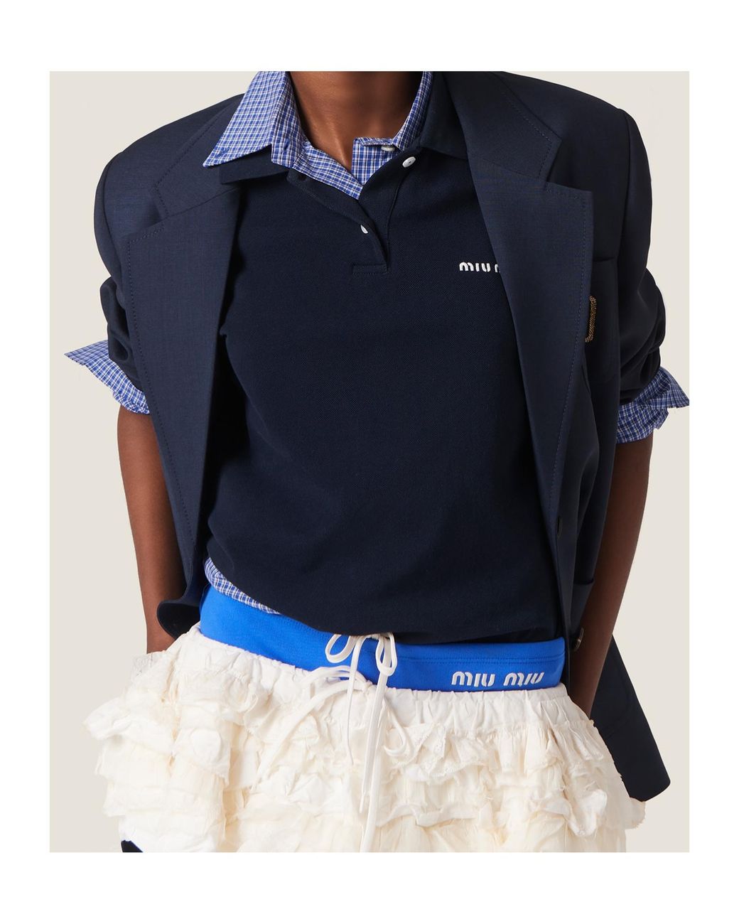 Miu Miu White Slubbed Canvas Miniskirt