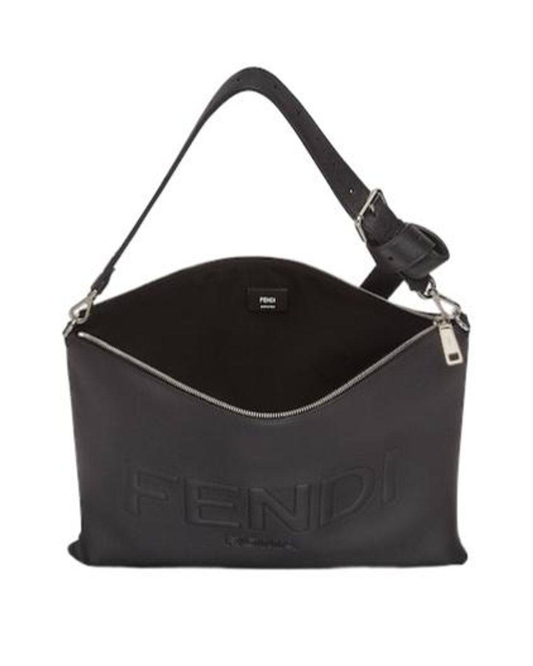 Fendi Black Roma Logo Embossed Tote Bag for men