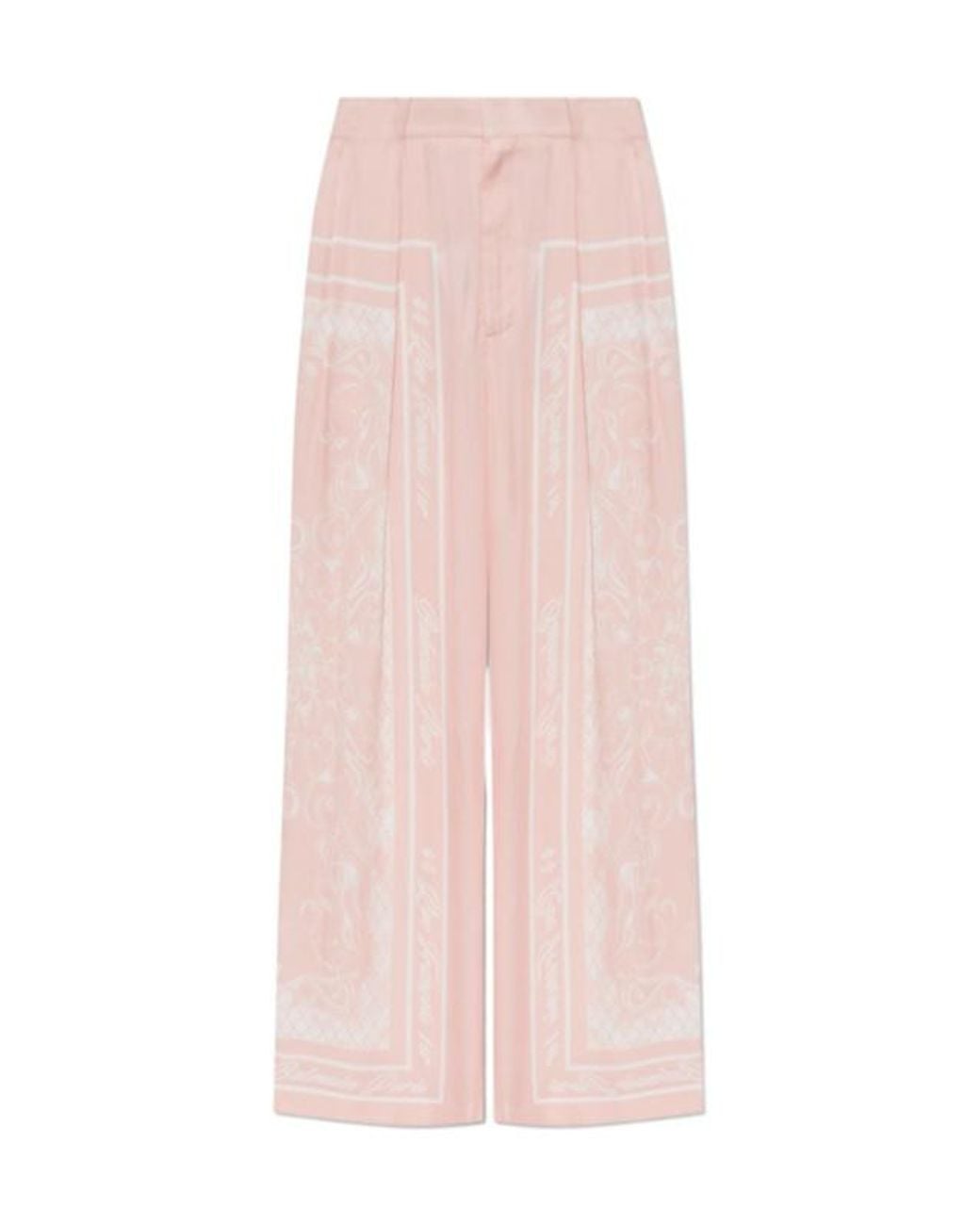 Balmain Pink Printed Wide Leg Trousers