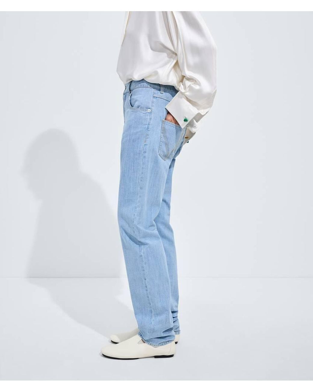 Bottega Veneta Blue Light Chambray Straight Jeans