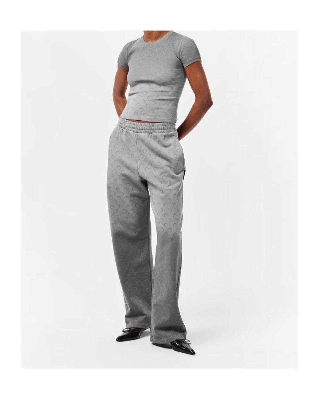 MARINE SERRE Gray Moon Pattern Sweatpants