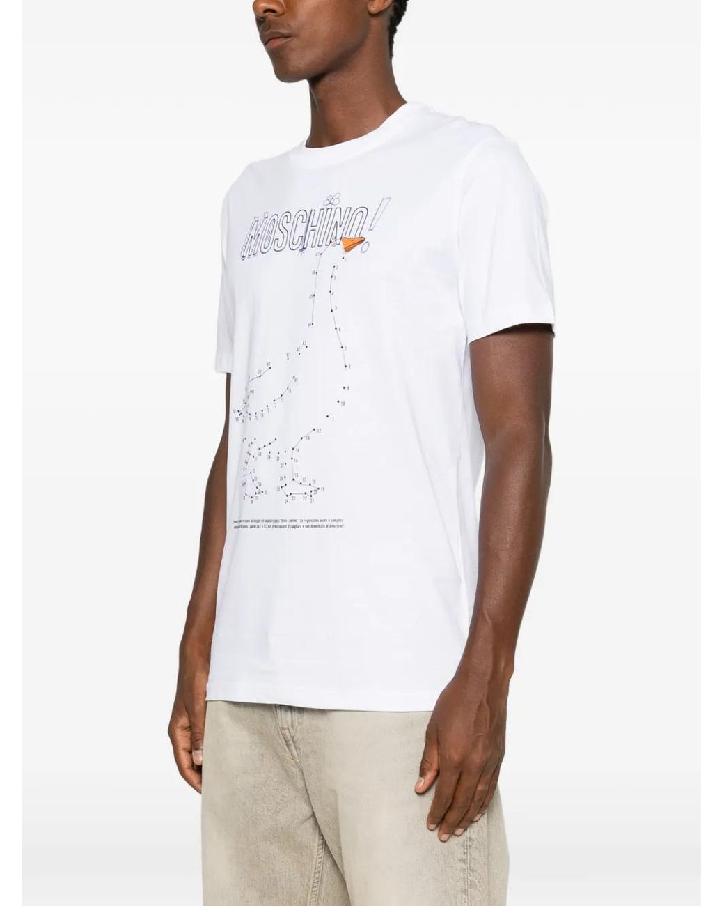 Moschino White Logo-Print Short-Sleeve T-Shirt for men